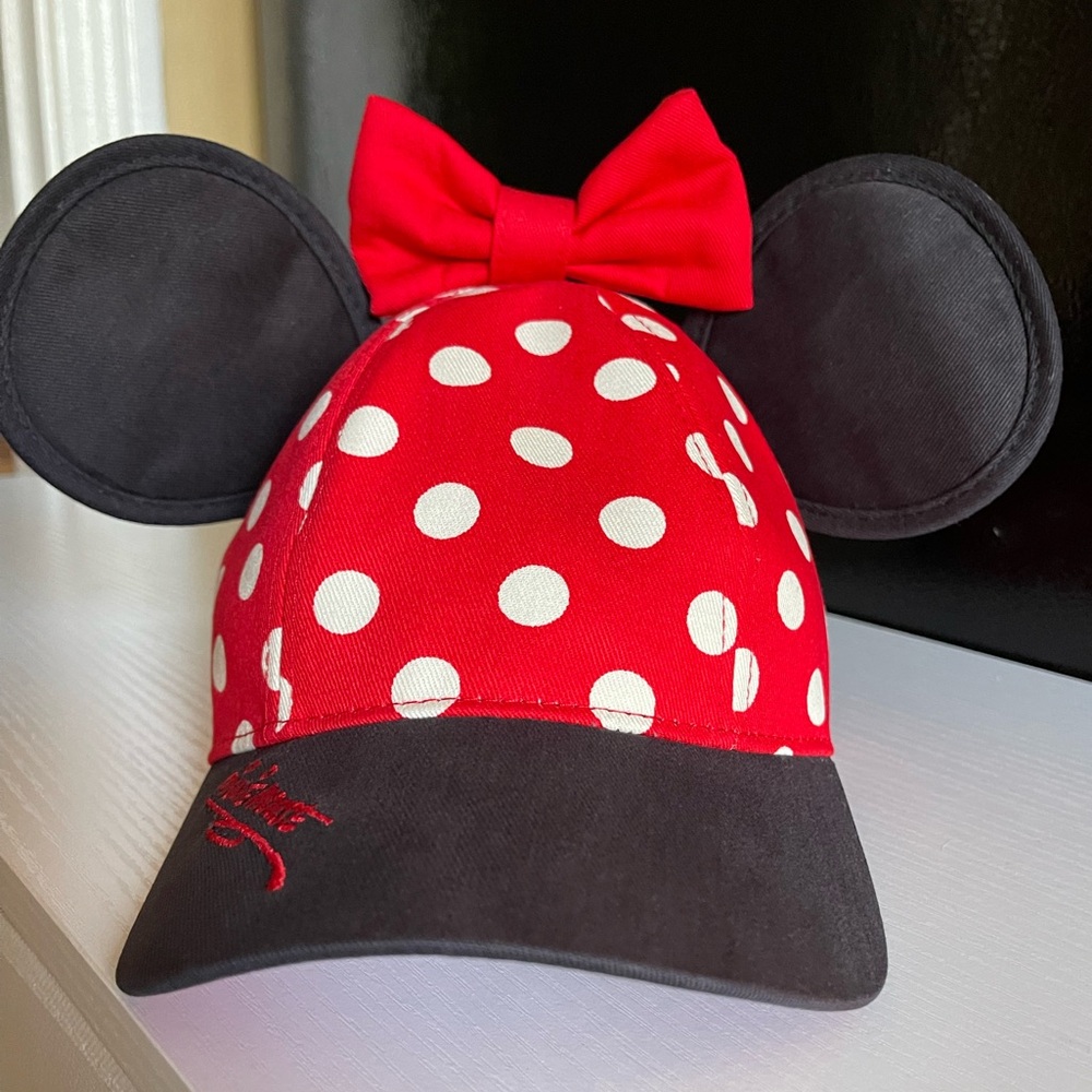 Disneyland Pink Polka Dot Minnie Ear Cap with Black Ears
